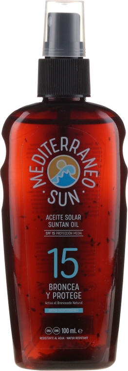 Олія для засмаги - Mediterraneo Sun Coconut Suntan Oil Dark Tanning SPF15 — фото N1