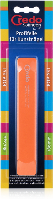 Пилочка Pop Art для штучних нігтів 180 мм, 27312, помаранчева - Credo Solingen — фото N1