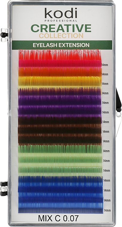 Накладные ресницы цветные Creative Collection C 0.07 (16 рядов: 14 мм) - Kodi Professional — фото N1