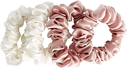 Парфумерія, косметика Набір резинок з натурального шовку, розмір S, біла + рожева - de Lure Scrunchie Set