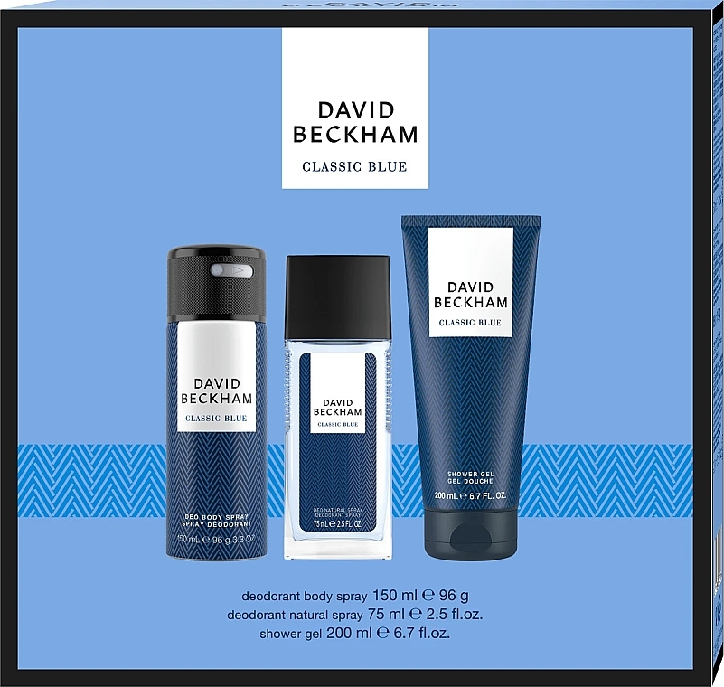David Beckham Classic Blue - Набір (deo/spray/150ml + deo/75mll + sh/gel/200ml) — фото N1
