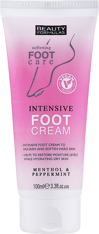 Интенсивно увлажняющий крем для ног - Beauty Formulas Softening Intensive Foot Cream Menthol & Peppermint — фото N1