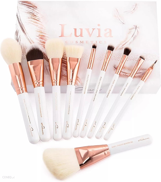 Набір пензлів для макіяжу, 10 шт. - Luvia Cosmetics Feather White Brush Expansion Set — фото N1