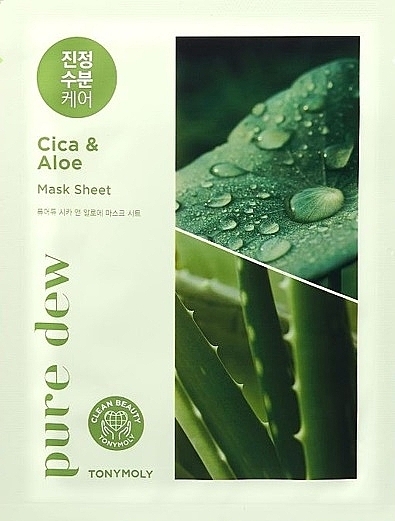 Тканинна заспокійлива маска для обличчя - Tonny Molly Pure Dew Cica Aloe Calming Mask Sheet — фото N1