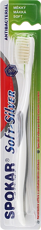 Зубная щетка "Soft-Silver", мягкая, серая - Spokar Soft-Silver — фото N1