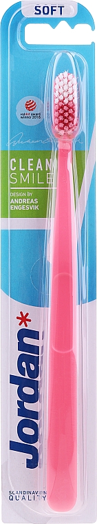 Зубная щетка Clean Smile, мягкая, бело-розовая - Jordan Clean Smile Soft — фото N1