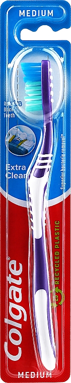 Зубная щетка средней жесткости "Extra Clean", фиолетовая - Colgate Extra Clean Medium — фото N1