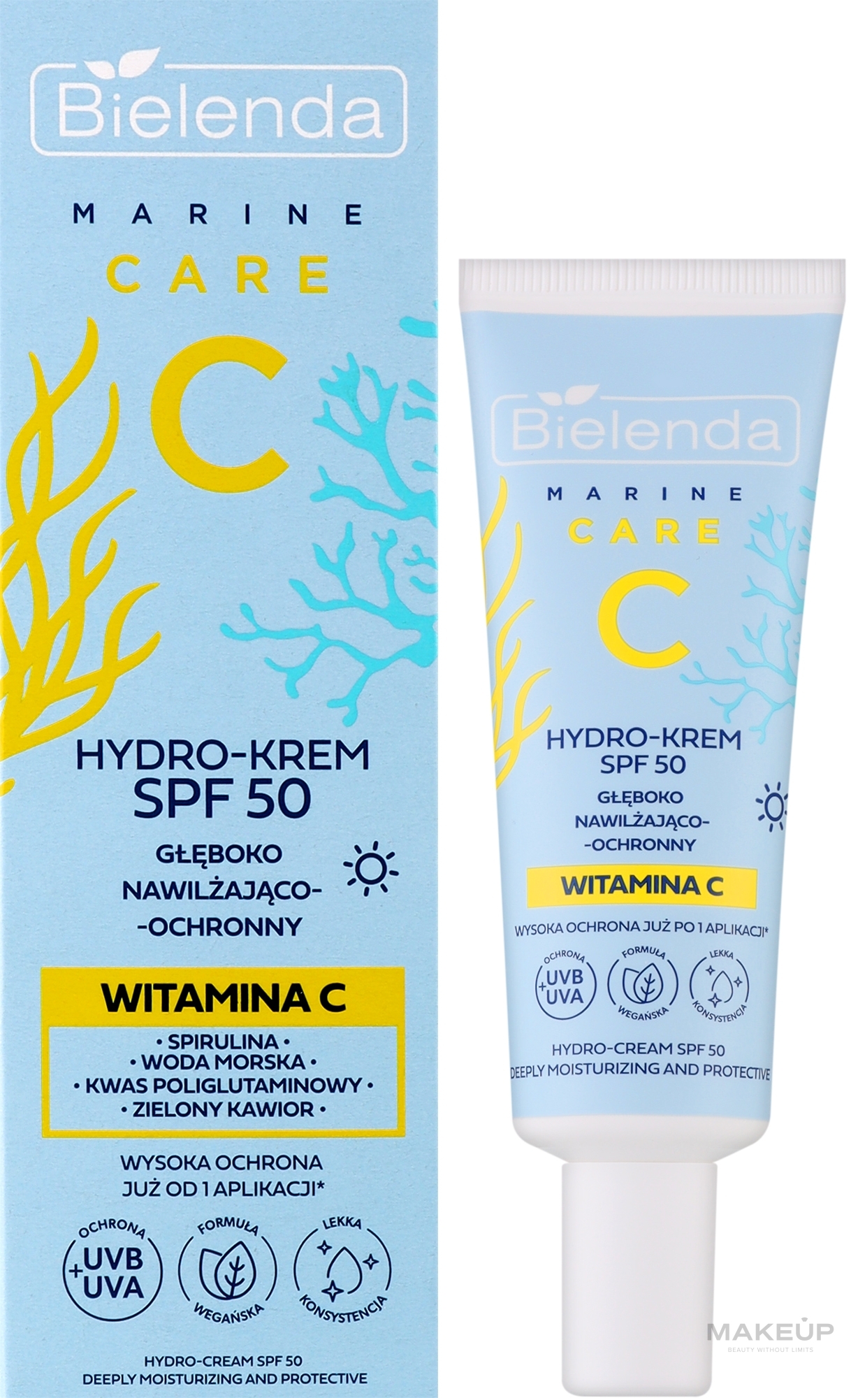 Сонцезахисний гідрокрем для обличчя - Bielenda C Marine Care Hydro-Cream SPF 50 Deeply Moisturizing And Protective — фото 40ml