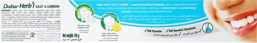 Набор "Salt & Lemon", салатовая - Dabur Herb`l (toothbrush/1шт + toothpaste/150g) — фото N4