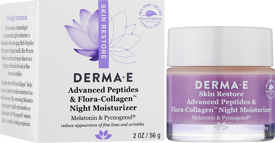 Нічний зволожувальний пептидний крем проти глибоких зморщок - Derma E Skin Restore Advanced Peptides & Flora-Collagen Night Moisturizer — фото N2