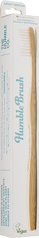 Бамбуковая зубная щетка , белая - The Humble Co. Adult Medium White Toothbrush — фото N1