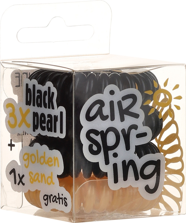 Резинки для волос черные + золотистая, 4 шт - Hair Springs — фото N1