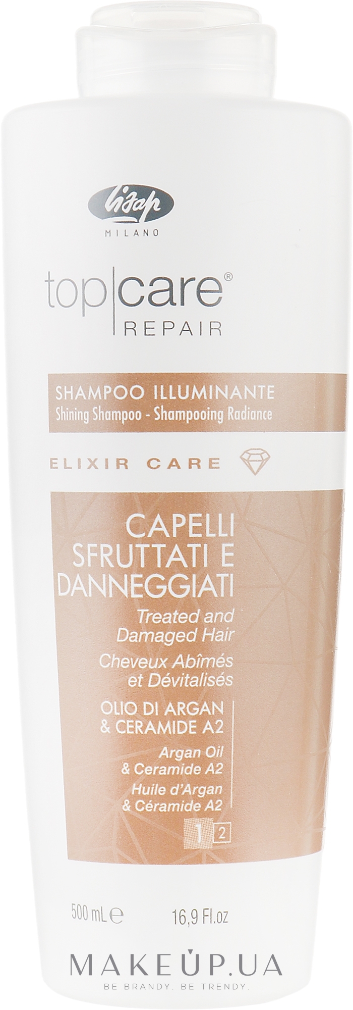 Шампунь для блиску волосся - Lisap Top Care Repair Elixir Care Shining Shampoo — фото 500ml