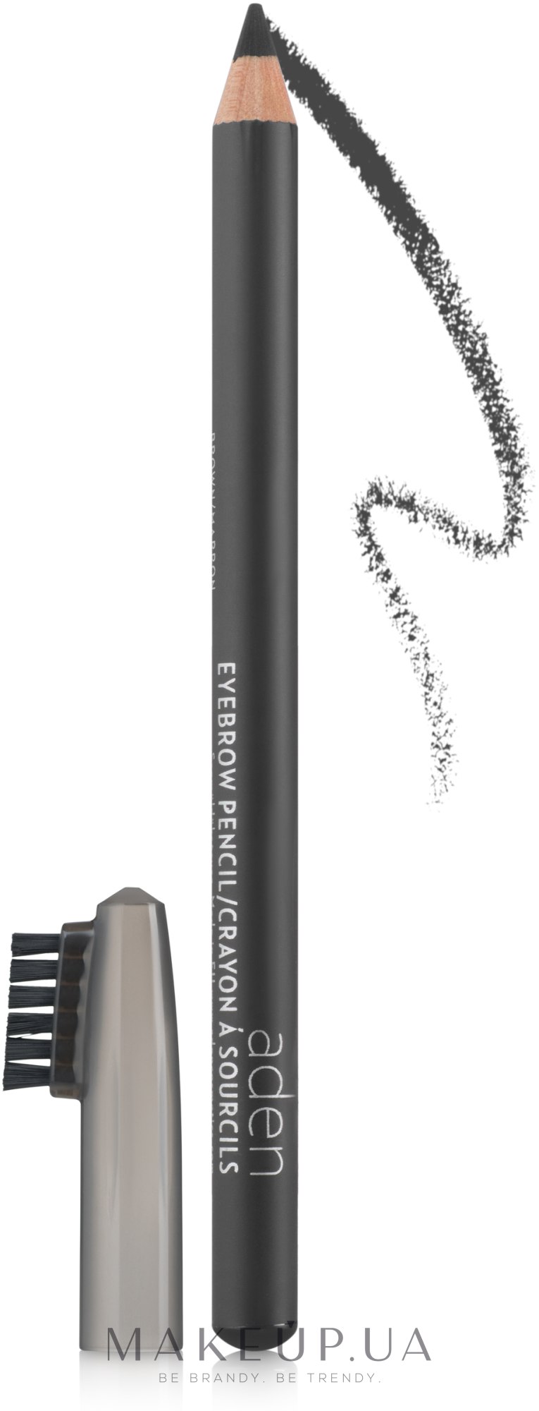 Олівець для брів, зі щіточкою - Aden Cosmetics Eyebrow Pencil — фото 075 - Black