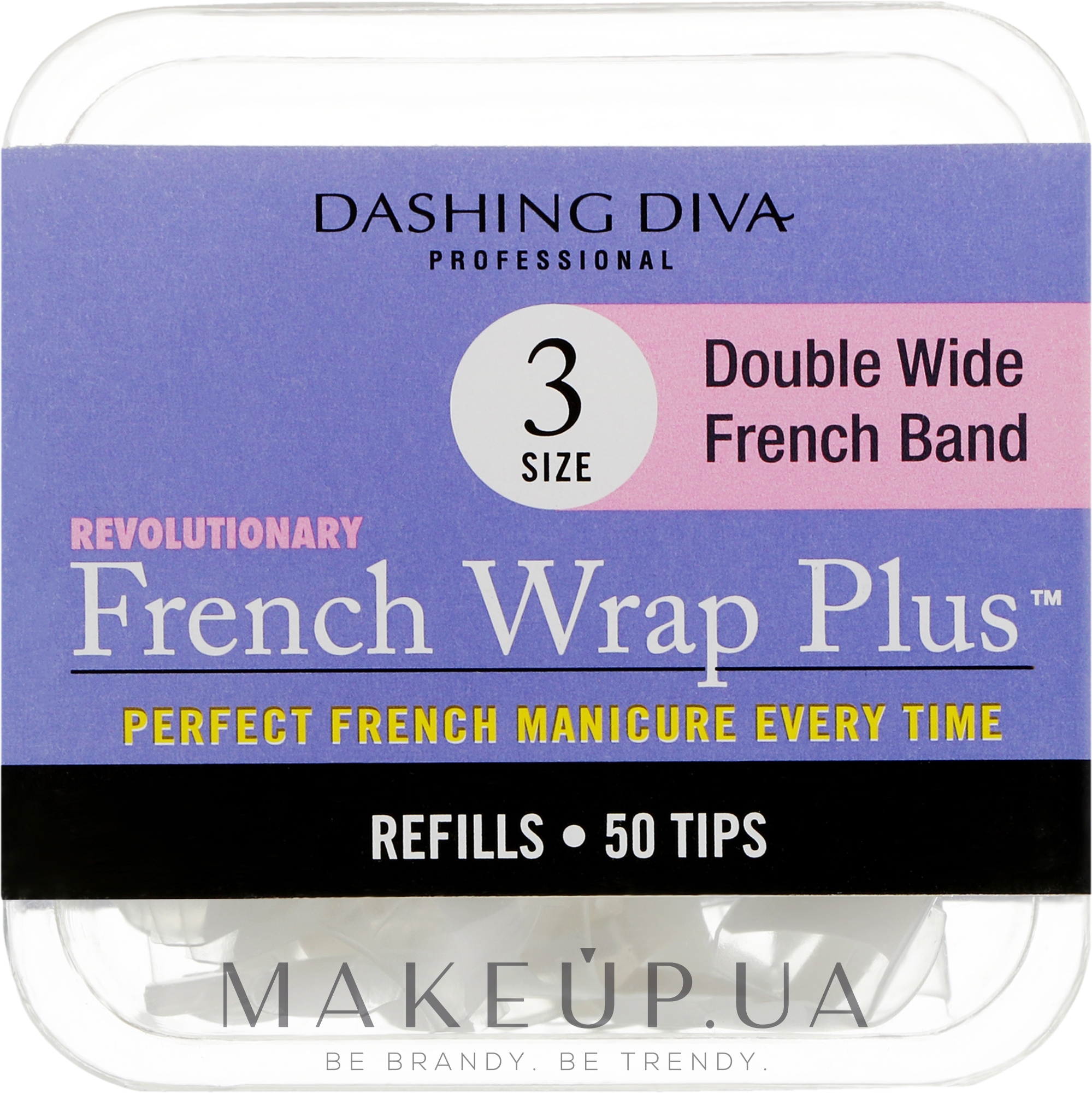 Тіпси широкі - Dashing Diva French Wrap Plus Double Wide White 50 Tips (Size - 3) — фото 50шт