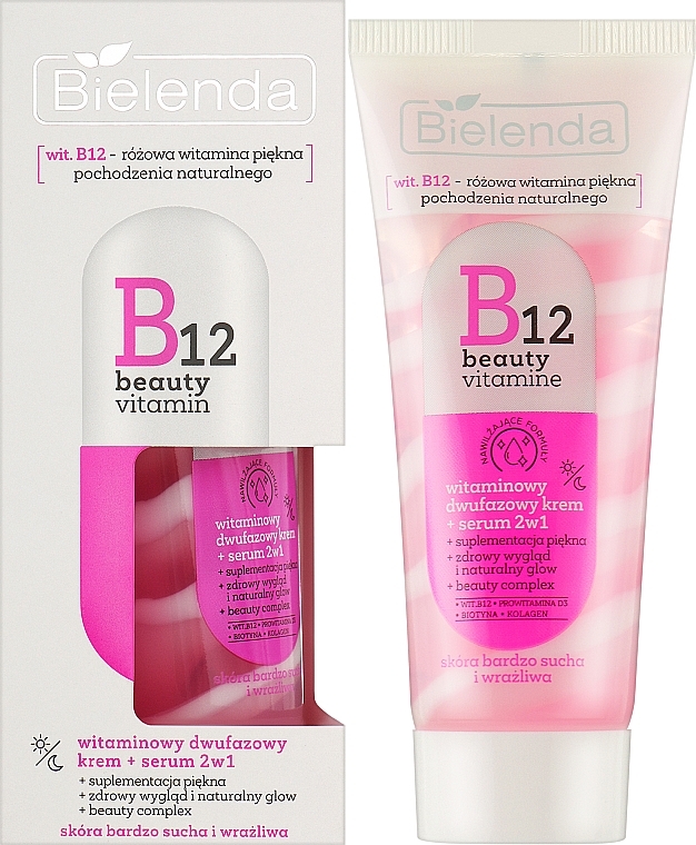 Двофазний крем + сироватка 2 в 1 для обличчя - Bielenda B12 Beauty Vitamin — фото N2