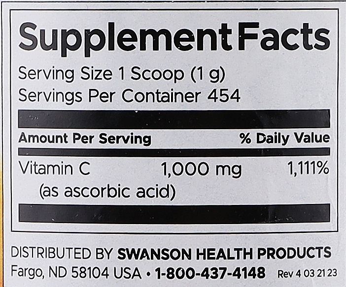Харчова добавка "Вітамін С, порошок" - Swanson Vitamin C Powder 100% Pure — фото N3