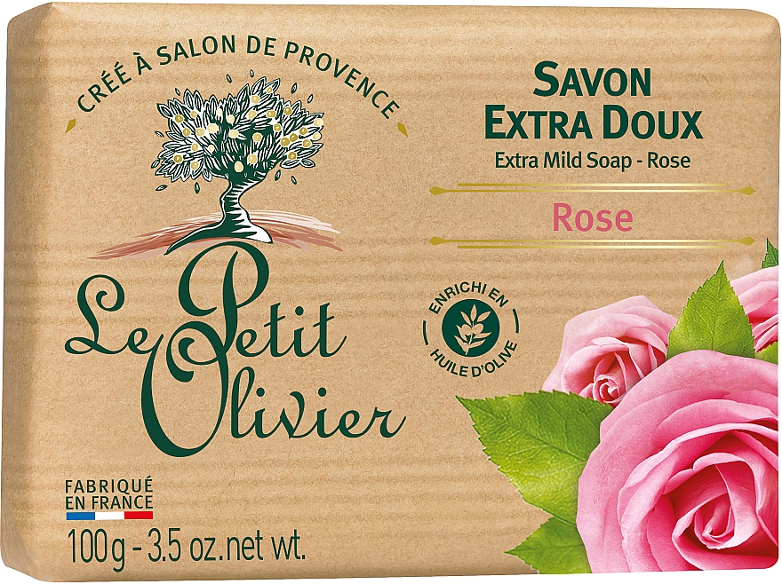 Мыло экстранежное, с экстрактом розы - Le Petit Olivier-extra mild soap-Rose — фото N2