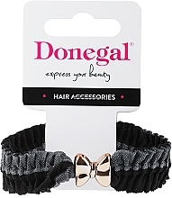 Парфумерія, косметика Резинка для волосся, FA-5653, чорно-сіра з бантиком - Donegal