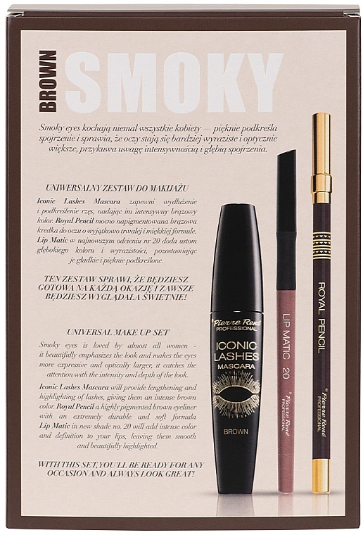 Набір - Pierre Rene Smoky Brown (mascara/15ml + eye/pencil/1.6g + lip/pencil/0.4g) — фото N3