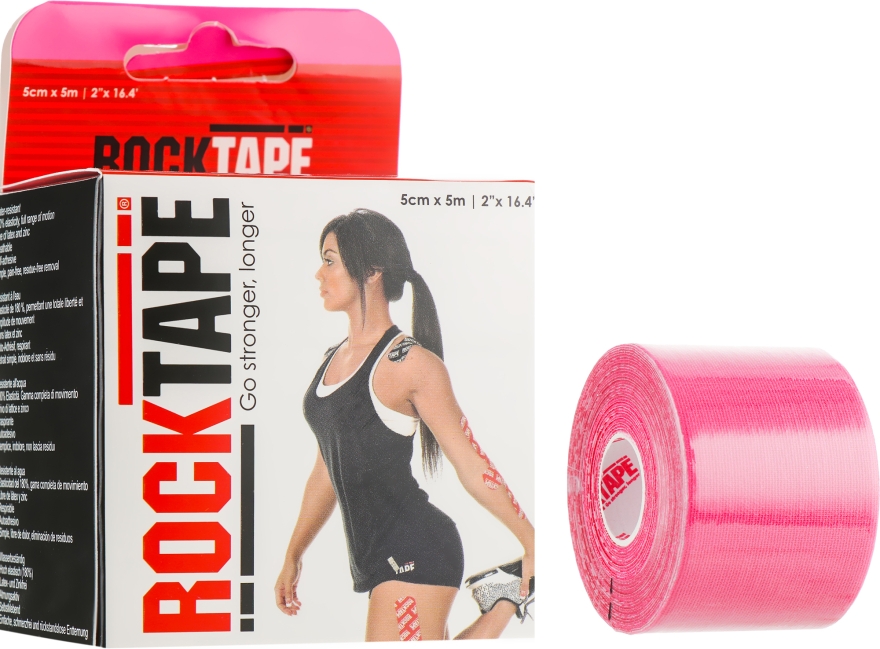 Кінезіо тейп "Pink" - RockTape Kinesio Tape Standart — фото N1