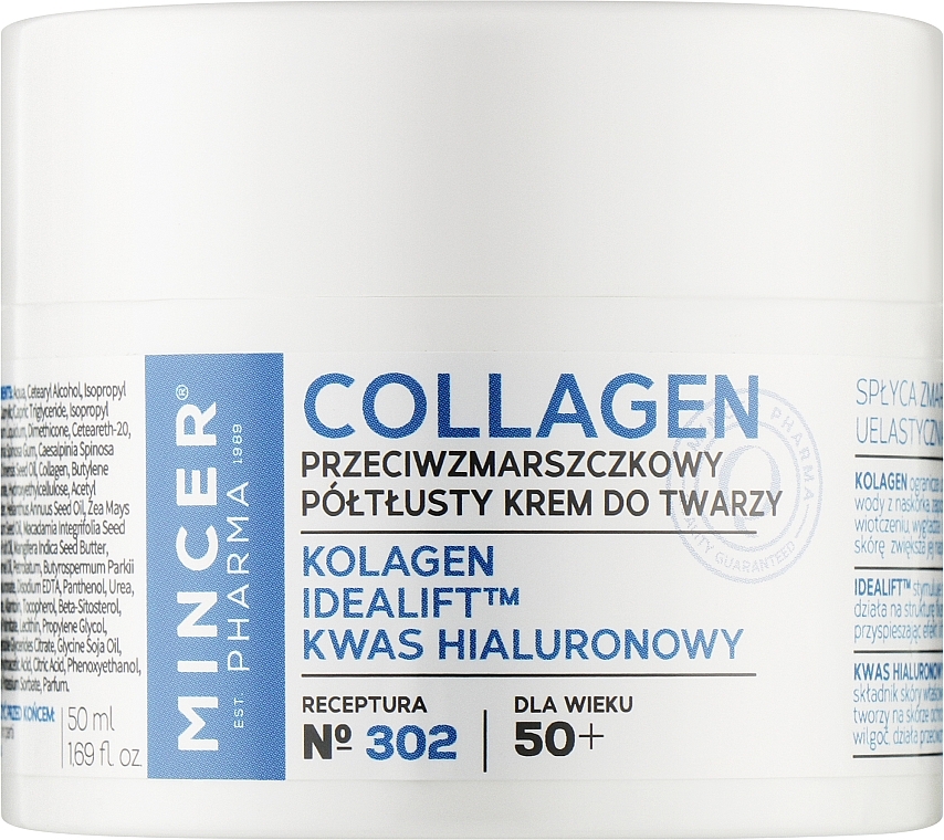 Крем для лица против морщин 50+ №302 - Mincer Pharma Collagen — фото N1