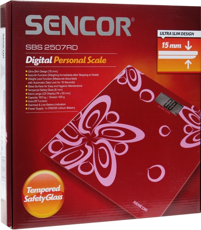 Весы напольные, красные - Sencor SBS 2507RD — фото N3