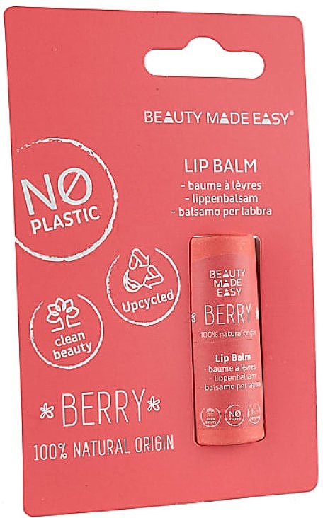 Бальзам для губ "Ягоды" - Beauty Made Easy Paper Tube Lip Balm Berry — фото N1