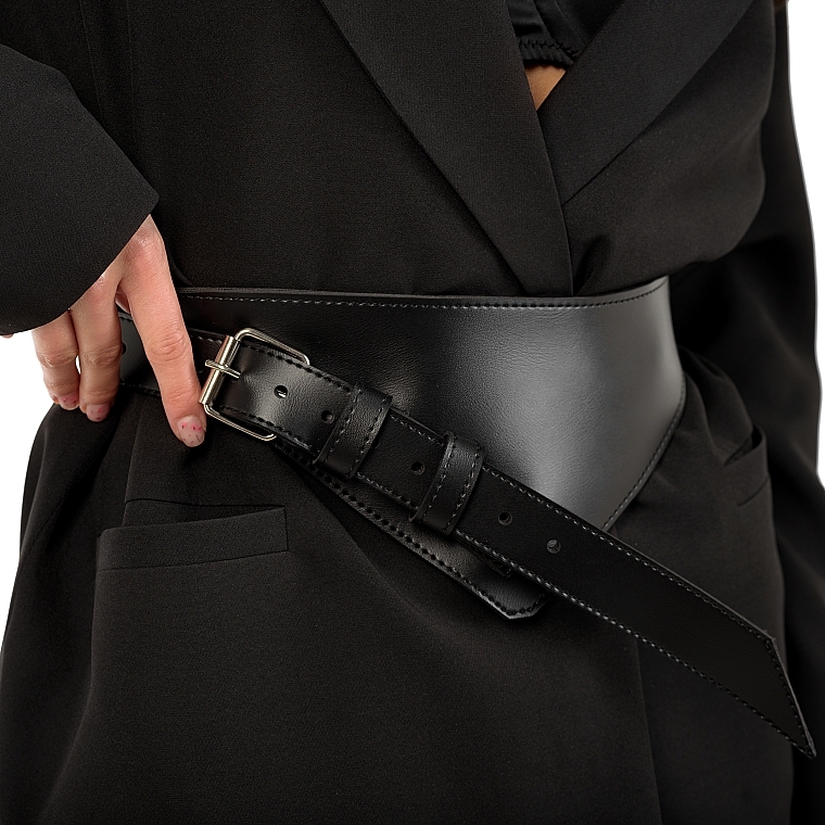 Ремінь, екошкіра, чорний "Plea Sure" - MAKEUP Women’s PU Leather Belt — фото N3