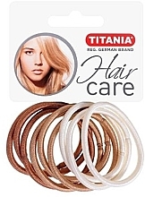 Резинки для волосся, еластичні, 4 мм, 9 шт., світло-коричневі - Titania — фото N1