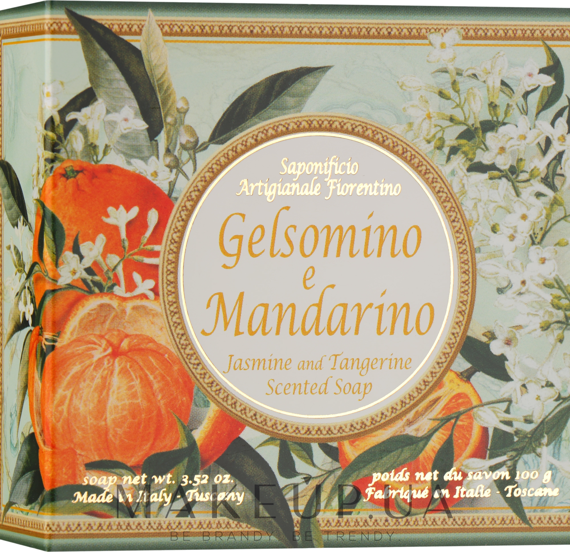 Натуральне мило "Жасмин і мандарин" - Saponificio Artigianale Fiorentino Jasmine & Tangerine Soap — фото 100g