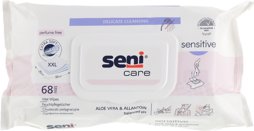 Влажные салфетки для ухода за кожей - Seni Care Sensitive