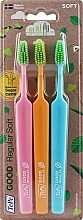 Набір зубних щіток, світло-рожева + жовта + помаранчева - Tepe Good Regular 3 Pack Toothbrush — фото N1