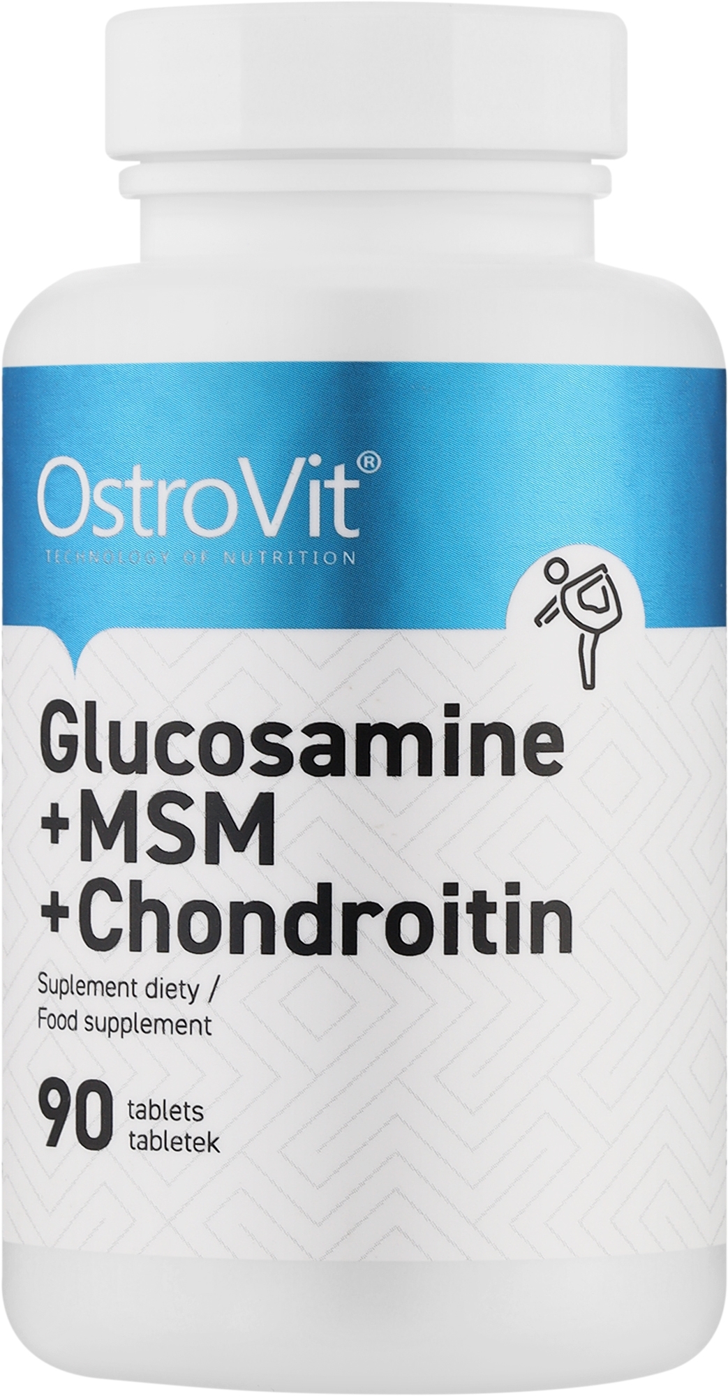 Глюкозамин, хондроитин и МСМ, в таблетках - OstroVit Glucosamine + MSM + Chondroitin — фото 90шт