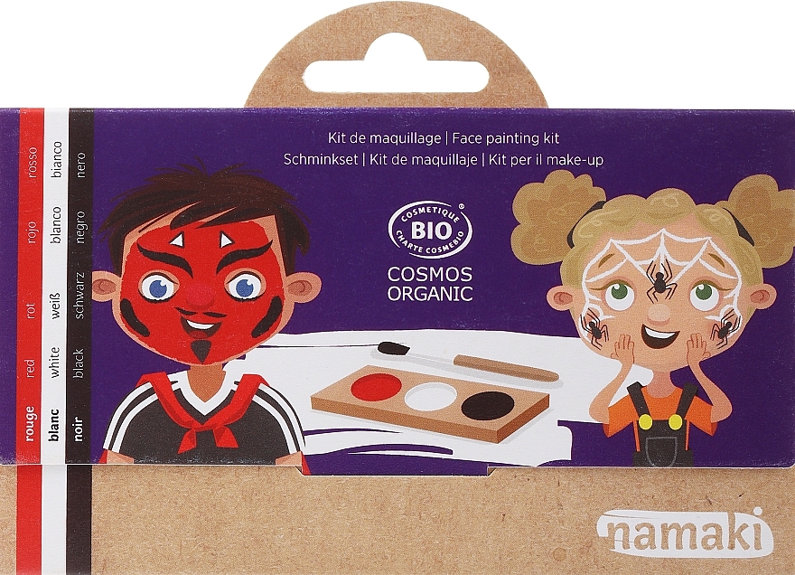 Набор для аквагрима для детей - Namaki Devil & Spider 3-Color Face Painting Kit (f/paint/7,5g + brush/1pc + acc/2pcs) — фото N1