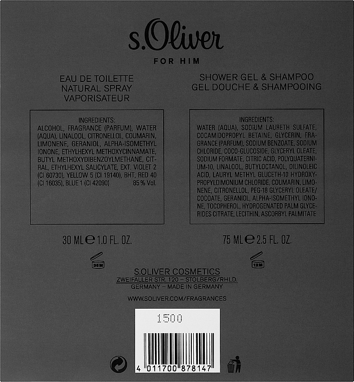 S.Oliver For Him - Набор (edt/30 ml + sh/gel/75 ml) — фото N3