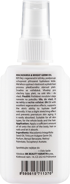 Масло макадамия и пшеницы - Brazil Keratin Macadamia & Wheat Germ Oil — фото N2