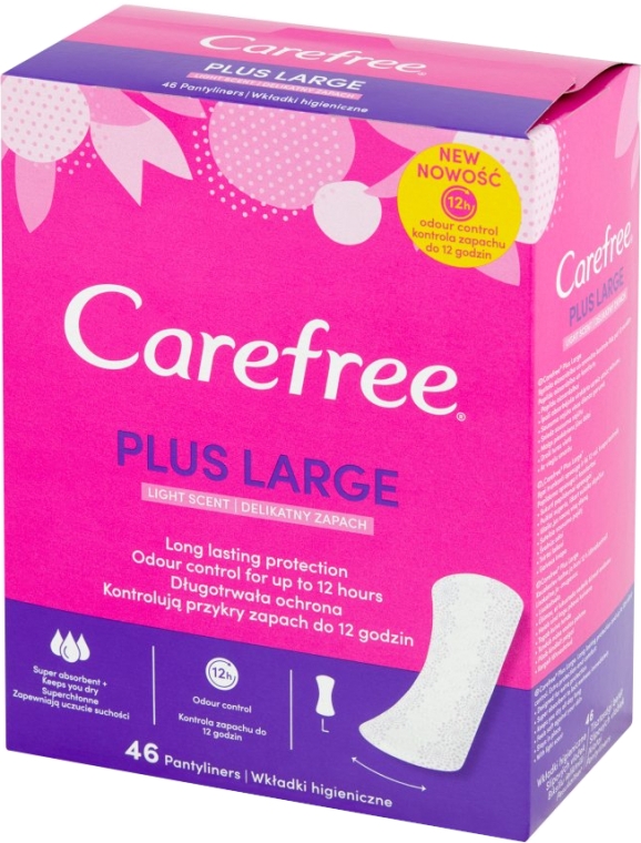 Щоденні гігієнічні прокладки з легким ароматом, 46 шт. - Carefree Plus Large Light Scent — фото N1