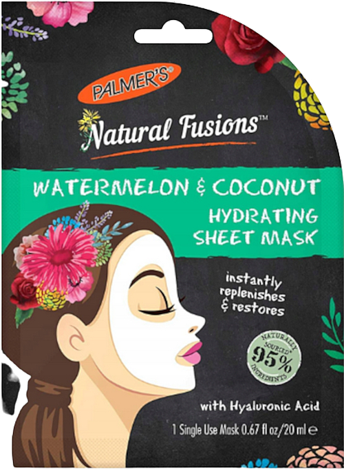 Зволожувальна тканинна маска для обличчя - Palmer's Natural Fusions Watermelon & Coconut Hydrating Sheet Mask — фото N1