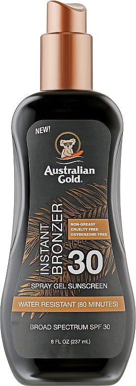 Спрей-гель для загара с бронзатором - Australian Gold Spray Gel Sunscreen with Instant Bronzer SPF 30 — фото N1