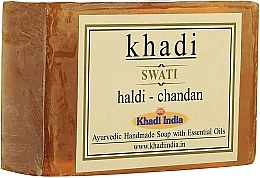 Мыло ручной работы "Куркума и Сандал" - Khadi Swati Haldi Chandan Handmade Soap — фото N1