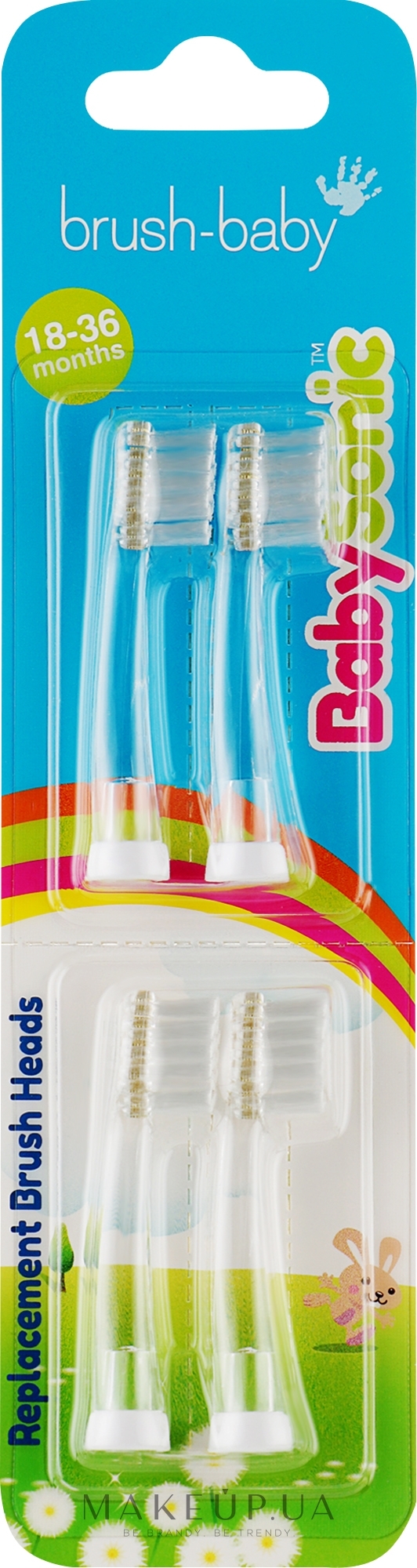 Насадки до електричної зубної щітки "BabySonic", 18-36 міс - Brush-Baby Replacement Brush Heads — фото 4шт
