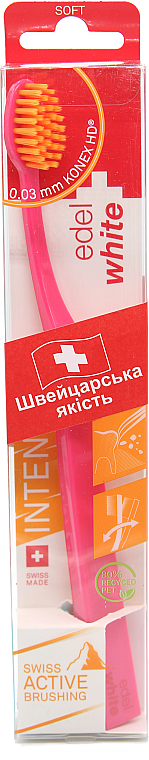Мягкая зубная щётка-флосс с щетиной Konex HD, розовая - Edel + White Soft Flosserbrush — фото N2