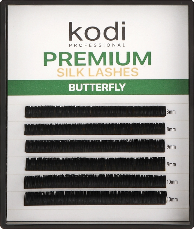 Накладные ресницы Butterfly Green D 0.15 (6 рядов: 8/9/10) - Kodi Professional — фото N1