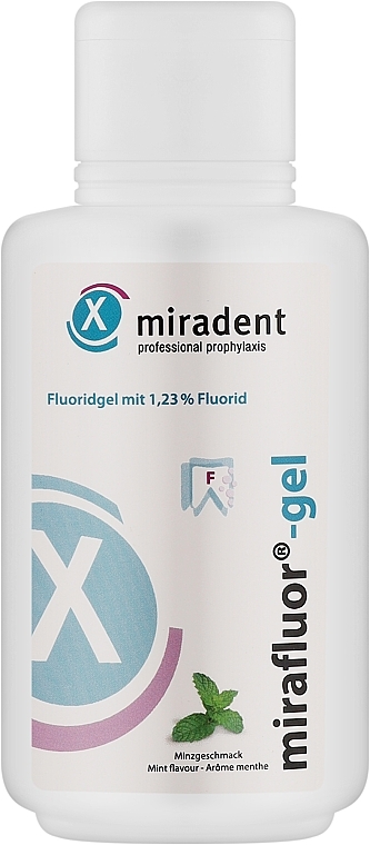 Фторидный гель со вкусом мяты, 1,23% - Miradent Mirafluor Gel Mint — фото N1