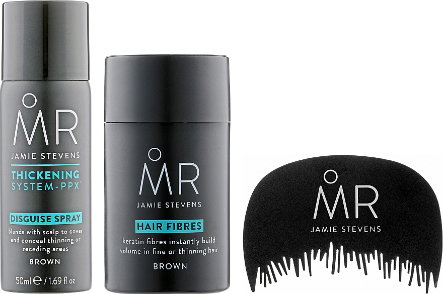 Набір - Mr. Jamie Stevens Mr. Disguise Hair Care Kit (h/fibres/15g + h/spray/50ml + h/brush/1pcs + bag/1pcs) — фото N2