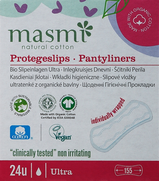 Щоденні гігієнічні прокладки Ultra в индивідуальній упаковці, 24 шт - Masmi — фото N1
