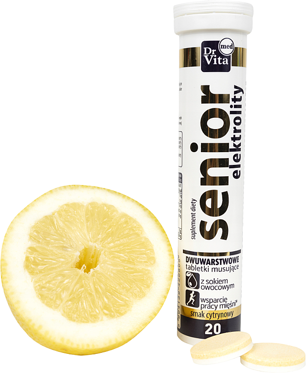 Пищевая добавка в шипучих таблетках со вкусом лимона - Dr. Vita Senior Dietary Supplement — фото N1