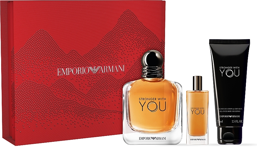 Giorgio Armani Emporio Armani Stronger With You - Набор (edt/100ml + edt/15ml + sh/gel/75ml) — фото N1