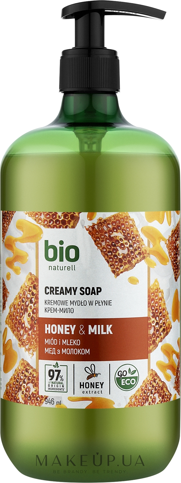 Крем-мыло "Мед с молоком" с дозатором - Bio Naturell Honey & Milk Creamy Soap  — фото 946ml
